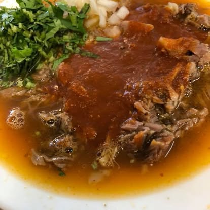 Birria consomé close-up